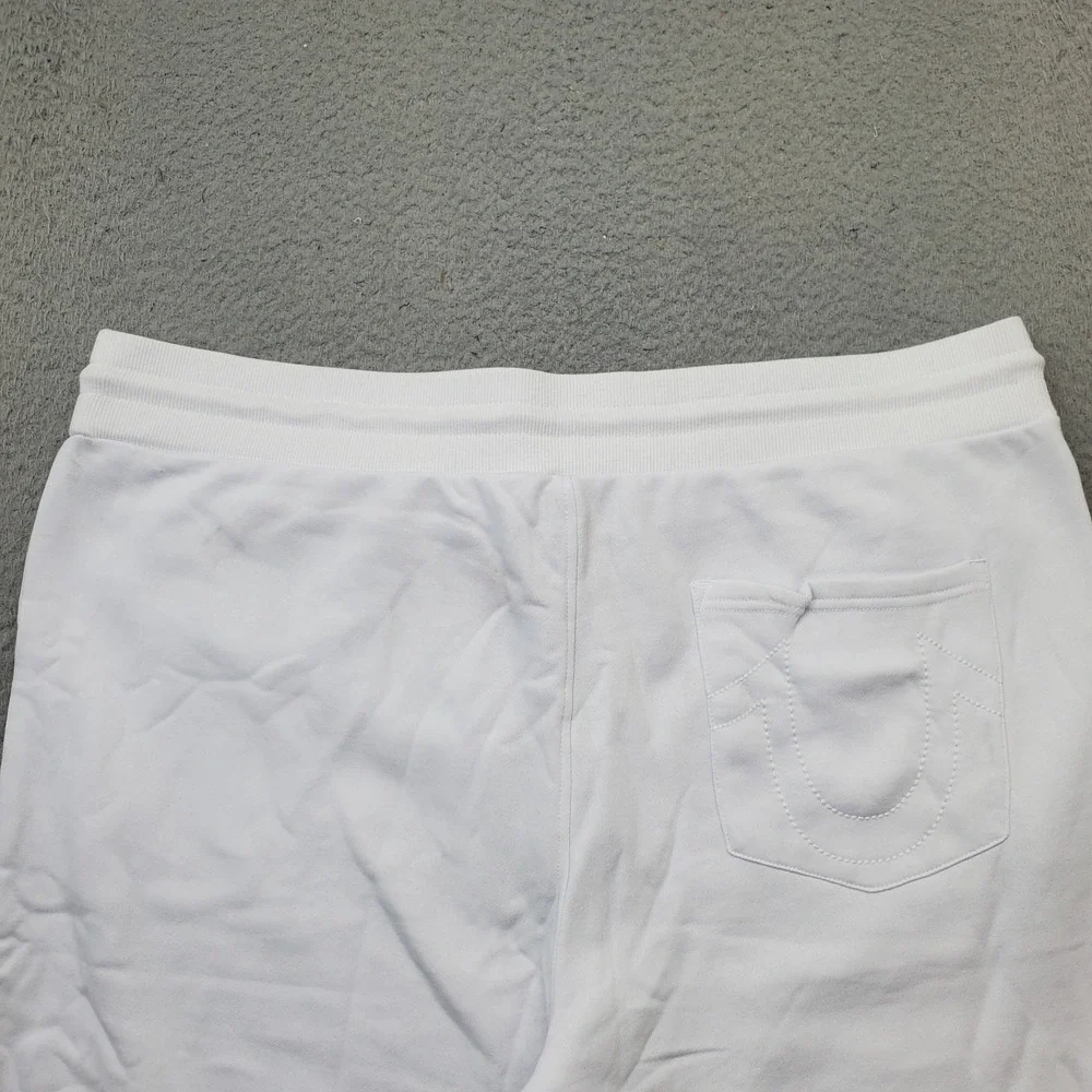 True Religion Jogger Pants Mens XXXL White Embroidered Logo Pocket Elastic Waist